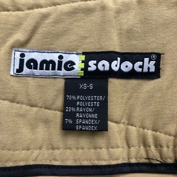 Rare Jamie Sadock Adjustable Snap Geometric Tan Black Pocket Mini Skirt Sz XS-S - Picture 12 of 14